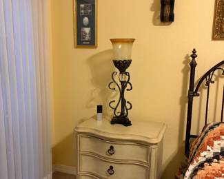 Bedside table, wall decor
