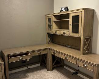 Office desk, L-shaped desk with hutch storage