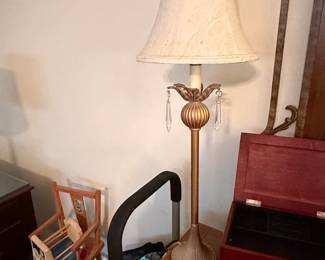 Vintage Crystal Accent Table Lamp with Fluted Base