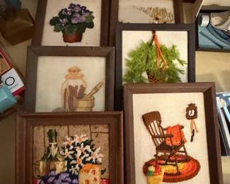 Vintage Crewel Embroidery Collection (5 Pieces)