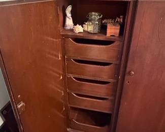 Antique Oak Chifferobe Wardrobe Cabinet with Drawers