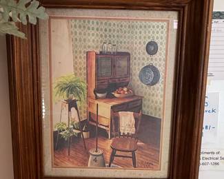 Vintage Kitchen Scene Print by C. Hall
