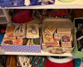 Assorted Rubber Stamps and Craft Supplies