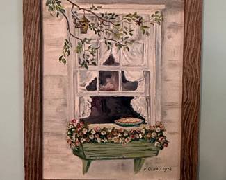 E.G. Nau "Window with Pie" Painting 1976
