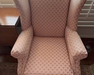 Pink Fan Pattern Wingback Armchair