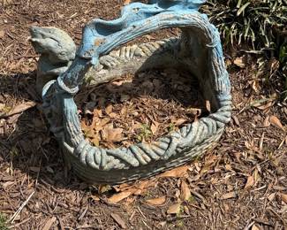 Vintage Concrete Garden Planter with Dragon Motif