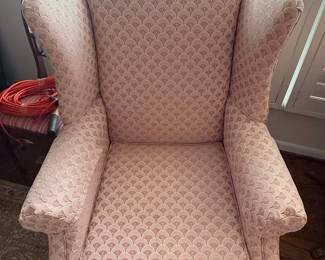 Pink Art Deco Fan Pattern Wingback Armchair
