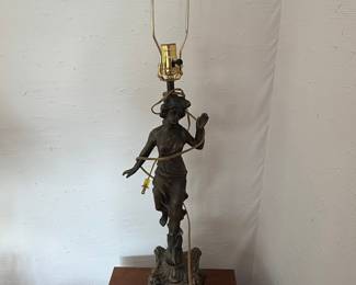 Auguste Moreau Style Spelter Figural Table Lamp