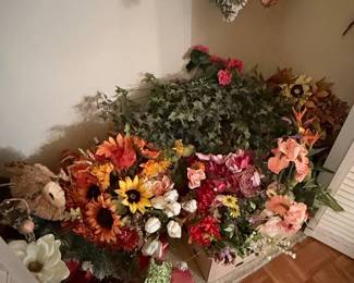 Assorted Artificial Floral Arrangements and Decorations