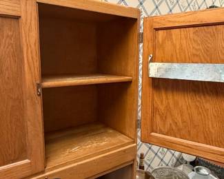 Antique Oak Hoosier Cabinet with 'S' Latch