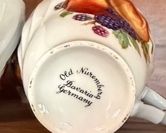 Old Nuremberg Bavaria Germany Porcelain Creamer with Fruit Motif