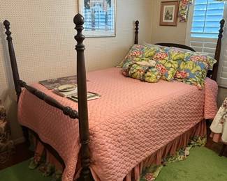 Antique Mahogany Four-Poster Bed Frame
