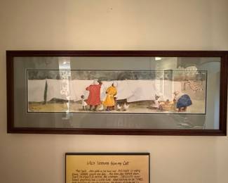Framed Watercolor Painting "Life's Lessons from My Cat" by Donna Howell-Sickles