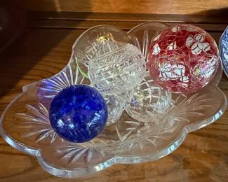 Glass Decorative Ornaments and Serving Dish Set