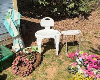 White Plastic Bath Safety Chair and Shower Stool