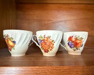 Set of 3 Porcelain Teacups with Fruit Motifs