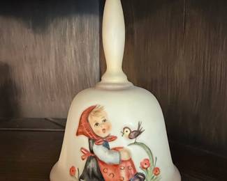 Vintage Ceramic Bell with Girl and Bird Motif