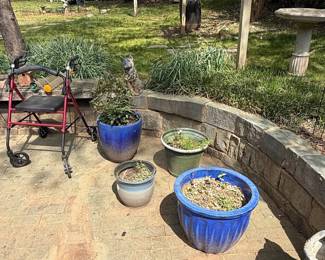 Assorted Ceramic Garden Pots and Walker