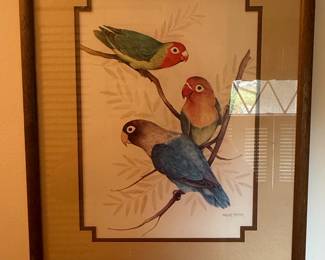 Lovebirds Watercolor Print by Frank Masa