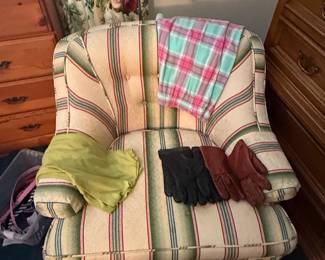 Sherrill Furniture Striped Skirted Accent Arm Chair