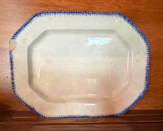 Antique English Blue Feather Edge Platter