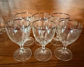 Set of 6 Vintage Silver-Rimmed Glasses