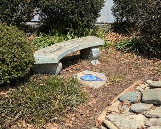 Concrete Garden Bench with Scroll Legs