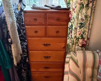 Pine Tall Dresser with Six Drawers