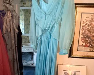 Light Blue Chiffon Pleated Maxi Dress