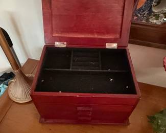 Wooden Jewelry Box with Divided Interior