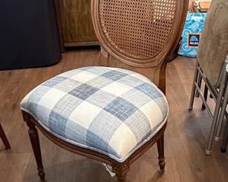 Ethan Allen Oval Back Caned Accent Chair with Upholstered Seat