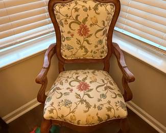 Louis XV Style Floral Upholstered Accent Chair