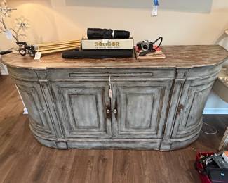 Distressed Grey Demilune Sideboard