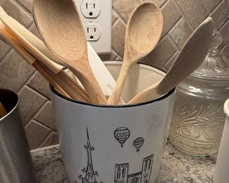 Enameled Ceramic Utensil Holder with Paris Motif