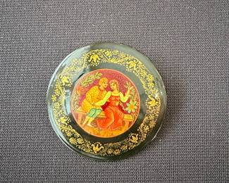 Vintage Russian Lacquer Miniature Brooches