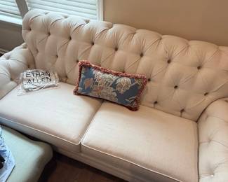Ethan Allen Tufted Sofa with Custom Upholstery Tag