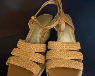 Women's Brown Braided Strap Espadrille Wedge Sandals