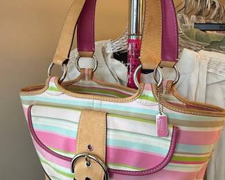 Coach Hampton Multicolor Stripe Tote Bag