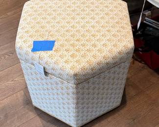 Hexagonal Upholstered Storage Ottoman