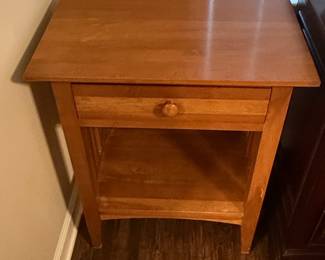 Ethan Allen Shaker Style Solid Wood Nightstand with Drawer and Shelf
