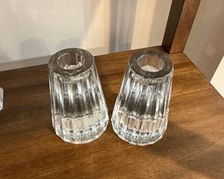 Vintage Ribbed Crystal Taper Candle Holders
