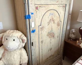 Vintage Hand-Painted French Armoire Wardrobe