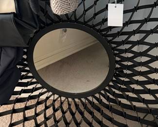 Black Woven Sunburst Mirror