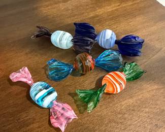 Set of 6 Murano-Style Blown Glass Candy Figurines