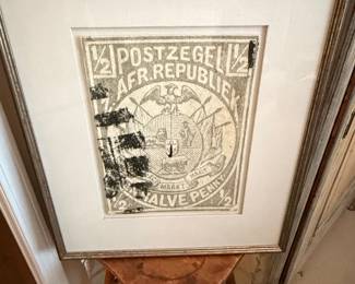 South African Republic 1/2d Postage Stamp - Eagle, Shield, Wagon