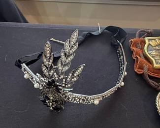 Art Deco Rhinestone and Pearl Leaf Headband