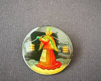 Vintage Russian Lacquer Miniature Brooches