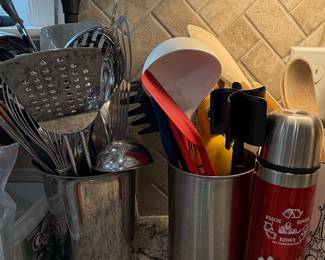 Assorted Kitchen Utensils and Thermos
