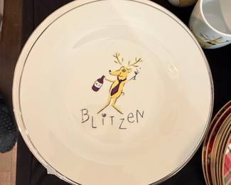 Pottery Barn Reindeer "Blitzen" Plate