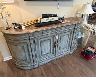 Distressed Grey Demilune Sideboard